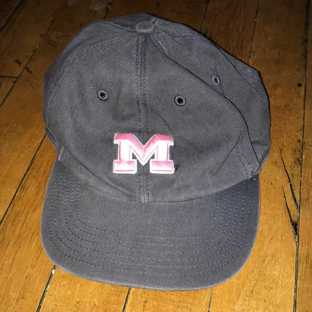 Michigan Wolverines Classic Navy Baseball Cap with Pink 'M' Embroidery